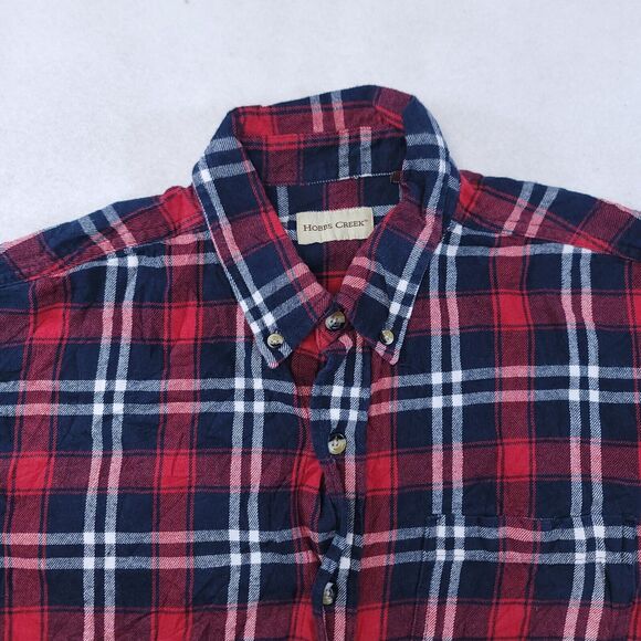 Hobbs Creek Tartan Flannel Casual Button Up Shirt Mens Size Large L Blue Red - Picture 1 of 10